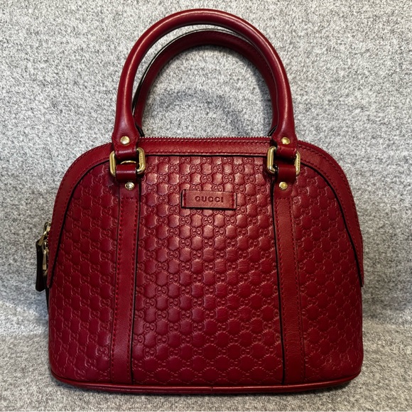 Gucci Handbags - Gucci Microguccissima Burgundy Leather Satchel